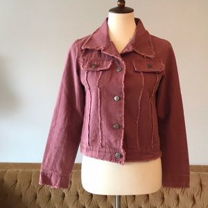 Deconstructed Dusty Rose Jean Jacket